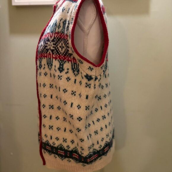 Vintage L.L. Bean Men's Sweater Vest Nordic Print Wool Blend Made in USA Size L - Picture 3 of 8